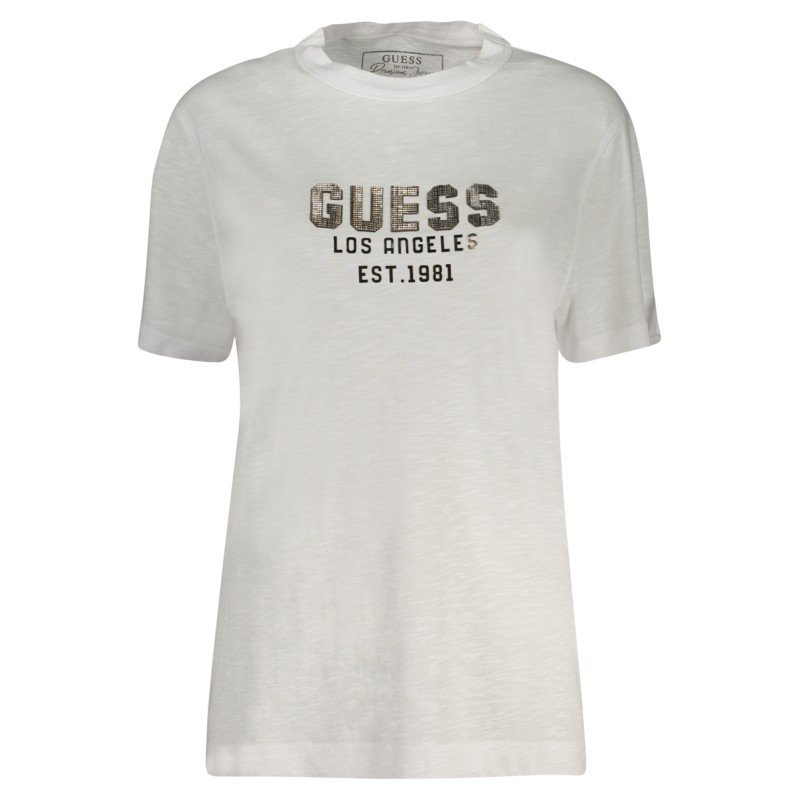 GUESS JEANS T-SHIRT MANICHE CORTE DONNA BIANCO