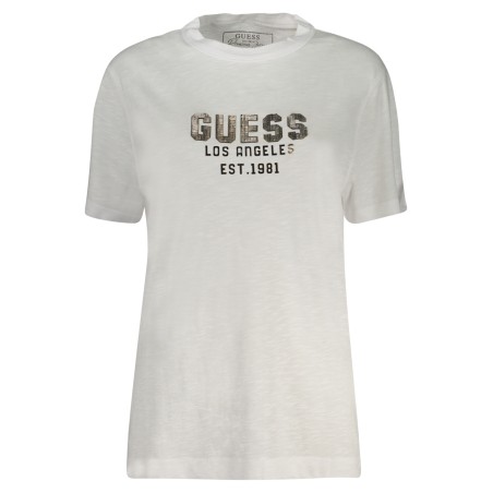 GUESS JEANS T-SHIRT MANICHE CORTE DONNA BIANCO