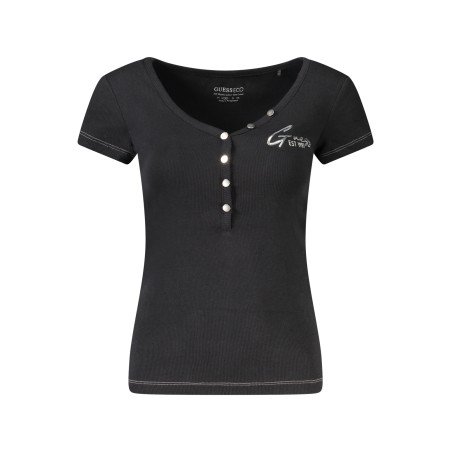 GUESS JEANS T-SHIRT MANICHE CORTE DONNA NERO