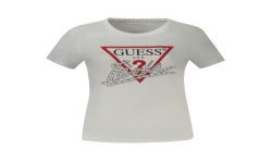 GUESS JEANS T-SHIRT MANICHE CORTE DONNA BIANCO