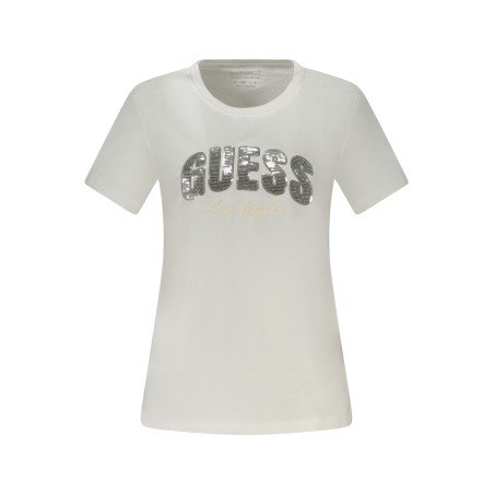 GUESS JEANS T-SHIRT MANICHE CORTE DONNA BIANCO